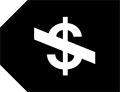 Signe de dollar traversé par une barre oblique sur un onglet noir.